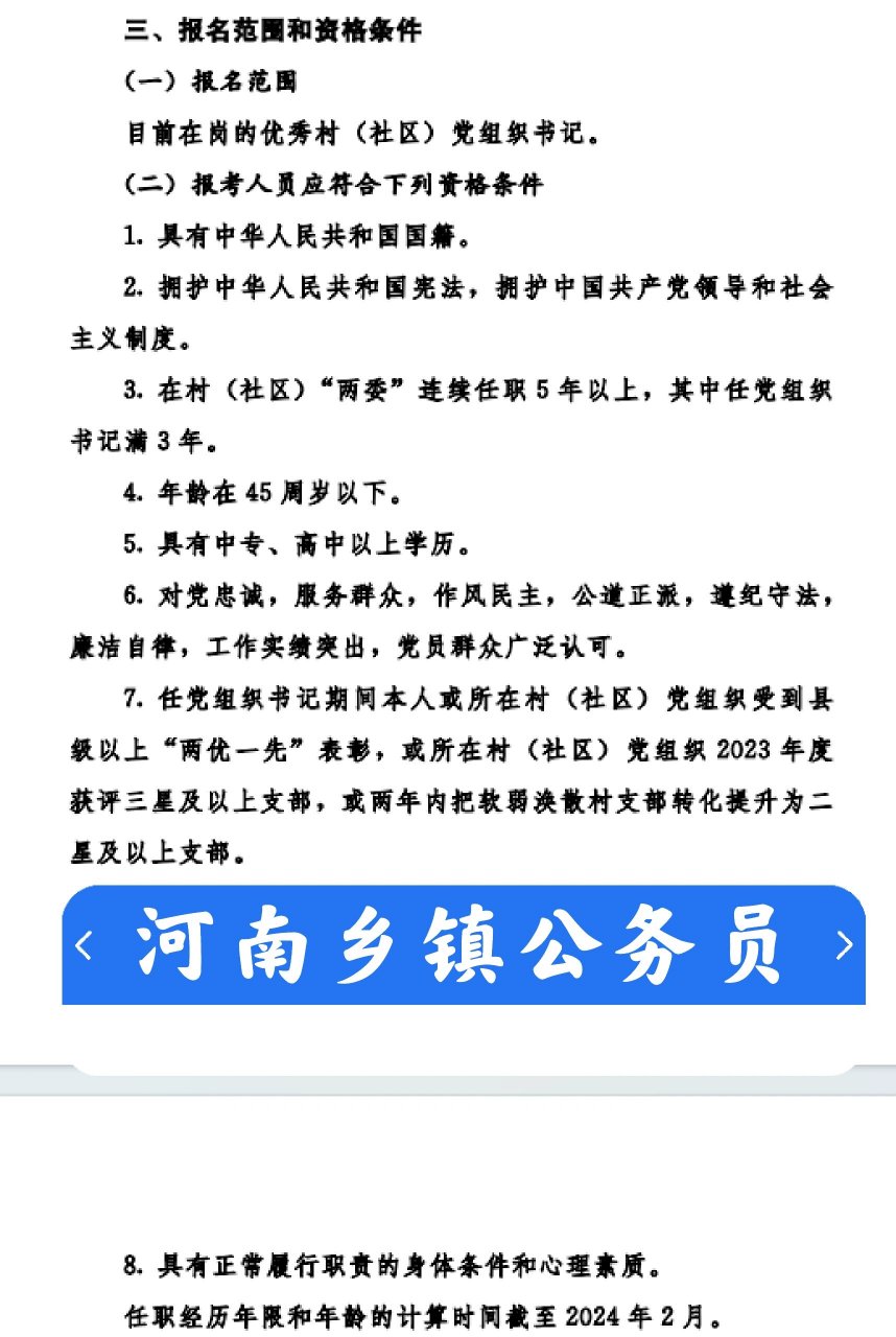 潢川乡镇公务员报考条件详解